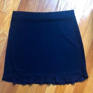 LOFT skirt Sz M navy elastic waist ruffle bottom